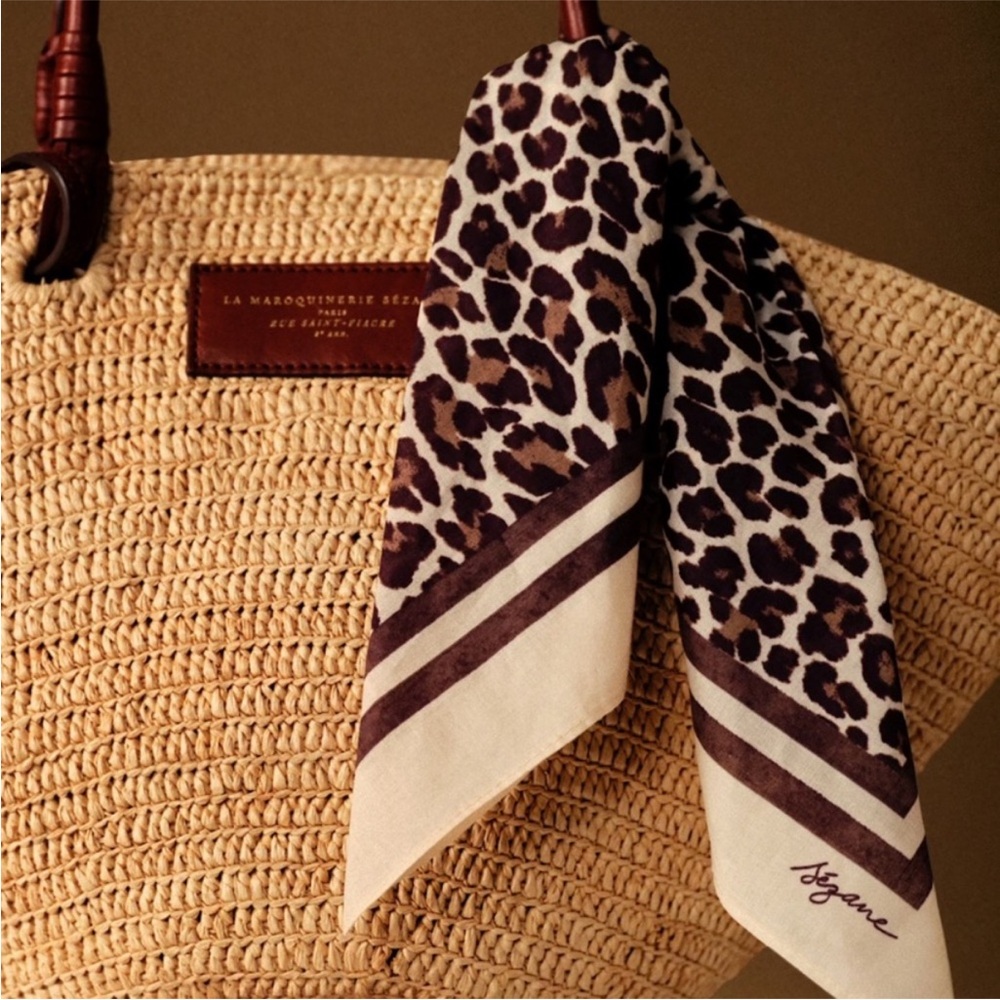 NWT Sezane Le Foulard Leopard Print